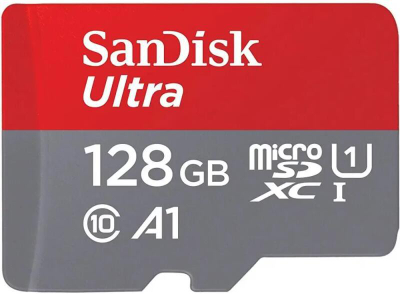 Kartë memorie SanDisk Ultra microSDXC, 128GB, 140MB/s, me adapter