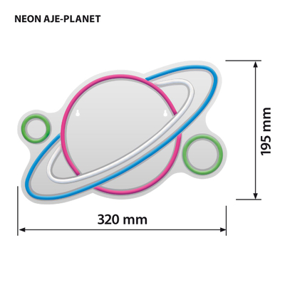 Llambë dekorative LED Activejet AJE-NEON PLANET, 32 cm, shumëngjyrëshe, për ambient të brendshëm