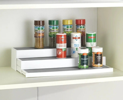 Raft për erëza Wenko Extendable Spice Rack Steps, i zgjatueshëm, plastik, i bardhë