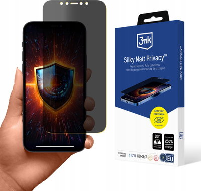 Folie mbrojtëse 3mk Silky Matt Privacy për Apple iPhone 12 12 Pro, mat, për privatësi