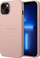Kapak telefoni Guess Saffiano Metal Logo Stripes, për iPhone 14 Plus 6.7", prej TPU dhe lëkure eco, rozë