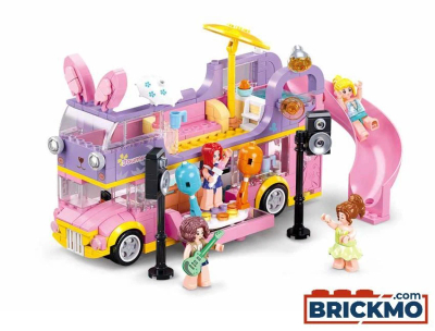 Set lodrash ndërtimi Sluban Girls Dream Tourbus M38-B1165, autobus turneu, shumëngjyrësh