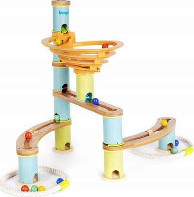 Lojë ndërtime Boppi Bamboo Marble Run Starter Pack 815005A, pistë me guralecë, bambu miqësore me mjedisin, shumëngjyrëshe