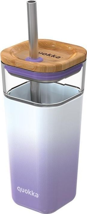 Gotë qelqi me kapak dhe pipëz inox, 540 ml, lilac gradient