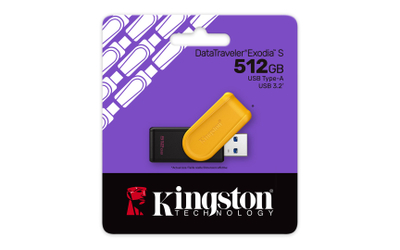 USB flash Kingston DataTraveler Exodia S, 512GB, USB 3.2 Gen 1, e verdhë