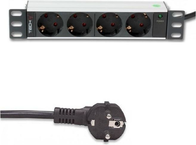 Prizë rryme për rack Techly POWER STRIP RACK 10 1U, 4x Schuko, 250V 16A, 1.8m, e zezë