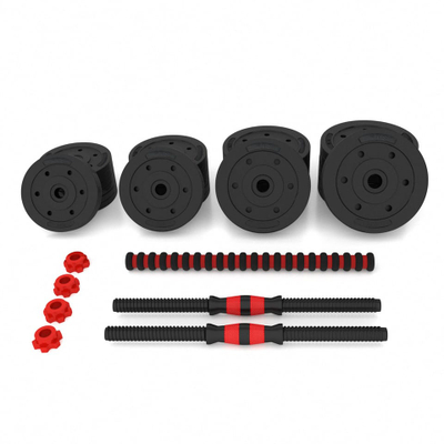 Set pesha dhe shufra fitnesi HMS Barbells, të zeza/kuqe