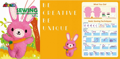 Set kreativ qepjeje MG Avenir Sew Your Own Keychain Rabbit, lodër varëse çelësash, për fëmijë 6+