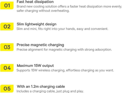 Karikues wireless magnetik Baseus, 15W, Qi Qi2, i bardhë