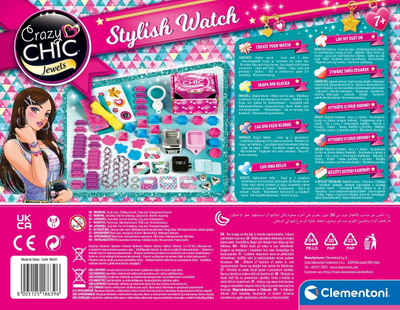Set kreativ për orë dore Clementoni Crazy Chic Stylish Watch 18639, për fëmijë 7+