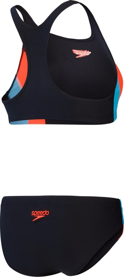 Bikini për femra Speedo Colourblock Splice 2.0, sportiv, i zi me të kuqe