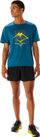 Bluzë sportive ASICS FUJITRAIL LOGO SS TOP për burra, thahet shpejt, blu e errët