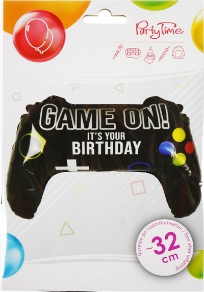 Balonë foli Gamepad Game On, 32cm, shumëngjyrëshe