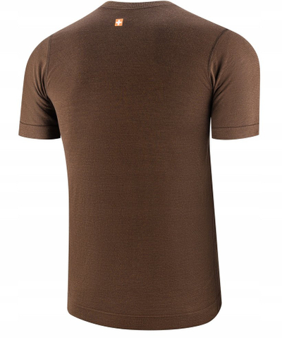 Термичка блуза Brubeck Outdoor Wool Pro, мерино волна, кратки ракави, кафеава, S