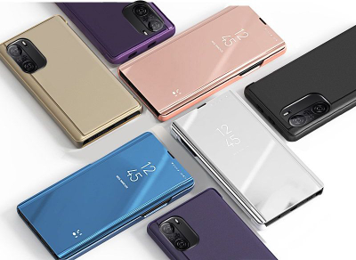Këllëf telefoni Clear View për Xiaomi Redmi K40 Pro F3, me kapak që paloset, rozë