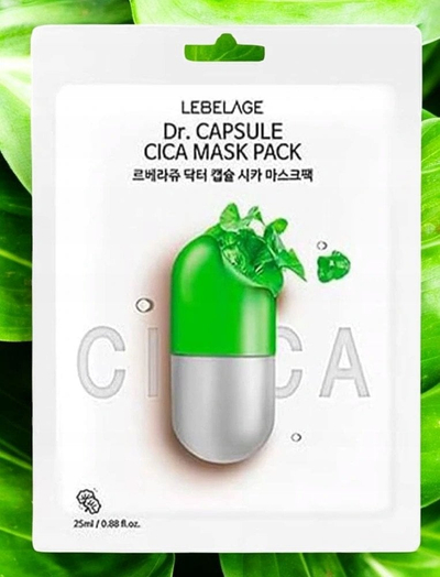 Maskë fytyre me leckë Lebelage Dr Capsule Cica, për qetësim edhe lagështi