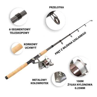Set peshkimi MacGyver Big Fish 41 në 1, 2.4m, me aksesorë, shumëngjyrësh