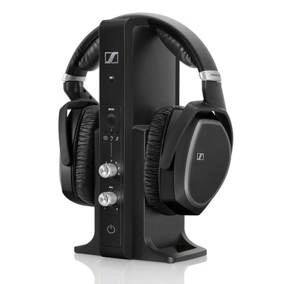 Безжични слушалки Sennheiser RS 195, систем со базна станица, реновирани, црни
