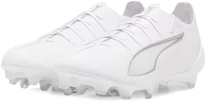 Këpucë futbolli Puma Ultra 5 Ultimate FG M 107683-04, terren i butë, të bardha