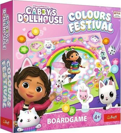 Lojë tavoline Trefl Game Colours Festival Gabby's Dollhouse, për kalamaj 4+, shumëngjyrëshe