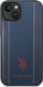 Këllëf telefoni US Polo Assn Leather Stitch për iPhone 14 6.1", TPU, blu navy