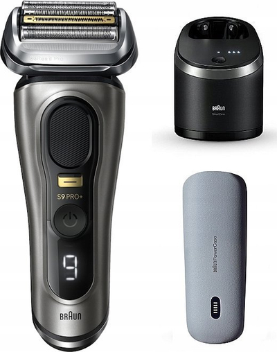 Електрична машина за бричење Braun Series 9 PRO+ 9575cc, со станица за полнење, инокс, сива