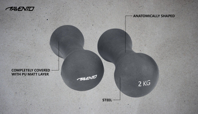 Pesa dore Avento Hand Weight Bone, 2 copë nga 2 kg, gri