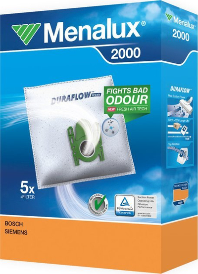 Qese pluhuri Menalux 2000, set 5 copë, me mikrofilter, për Bosch Siemens