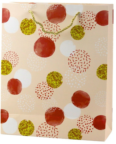 Qese dhurate Gift Bag Dot Pattern Gold Pastel, 32 × 26 × 10 cm, shumëngjyrëshe