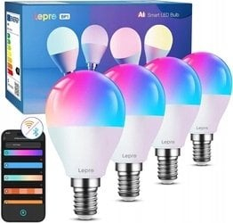 Llambë e zgjuar LED Lepro BP1 E14, 4.9W, WiFi, me shumë ngjyra, set me 4 copë