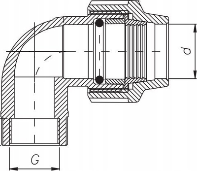 Kthesë lidhëse Clamping PWI, 50mm x 1 1/2", 90°, femër