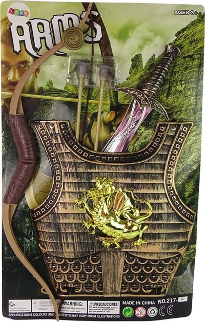 Set lodër kalorësi Leantoys Knight Armor, hark dhe shpatë, për kalamaj