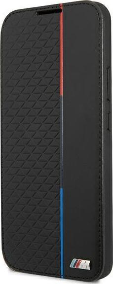 Këllëf libri BMW Triangles Tricolor për Samsung Galaxy S22 Plus, mbrojtje 360°, me vend për karta, i zi