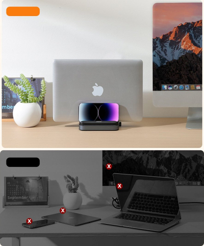 Mbajtëse vertikale laptopi Joyroom JR-ZS374, alumin, e rregullueshme 10-40 mm, e zezë