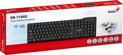 Tastierë Genius KB-7100X, wireless 2.4 GHz, layout CZ/SK, e zezë
