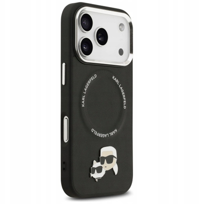 Kapak telefoni Karl Lagerfeld MagSafe PU, për iPhone 17 Pro, me Karl dhe Choupette, i zi
