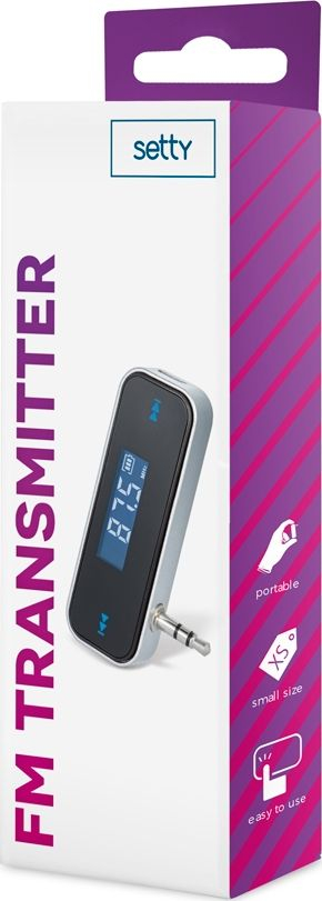 Transmetues FM për makinë Setty TFM-01, 3.5mm, bateri 300mAh, i zi