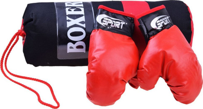 Set boksi Sport SP0565, thes boksi me doreza, për kalamaj, i kuq e zi
