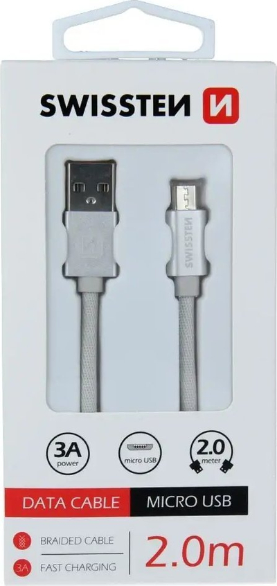 Kabllo USB Swissten Data Cable, USB A me micro USB, 2 metra, e bardhë