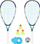 Set raketa speedminton NILS NRS001, 2 raketa, 3 volantë, blu