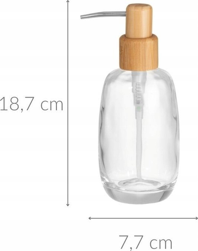 Dozator sapuni 4Living Lina, xham i tejdukshëm, kapak bambuje, transparent