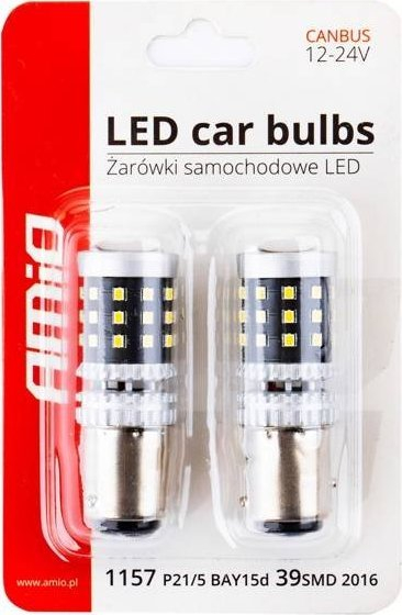 Llamba LED AMiO Canbus 2016 39SMD 1157 BAY15D P21/5W, 12V/24V, e bardhë