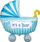 Balon dekorativ Flexmetal Baby Carriage for Boy, folje, 89x74cm, blu
