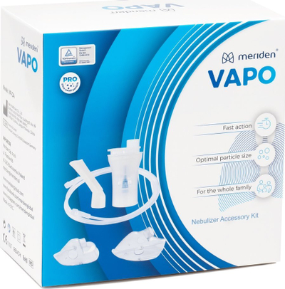 Сет додатоци за небулизација Meriden Vapo 14523095, маска за деца и возрасни, воздушно црево, бела