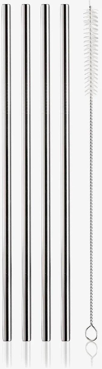 Kallama çeliku inox Reusable Straws, set 4 copë, me furçë pastrimi, shumëngjyrëshe