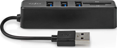 USB разводник Нedis 5 порти, USB 2.0, читач SD MicroSD, црн