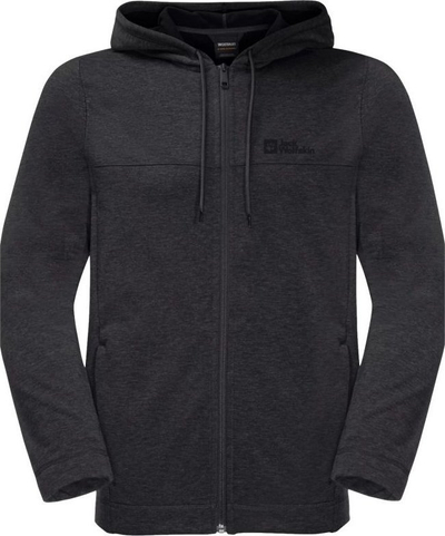 Xhup fleece për burra, me kapuç, me zinxhir për të gjithë gjatësinë, masa M, i zi