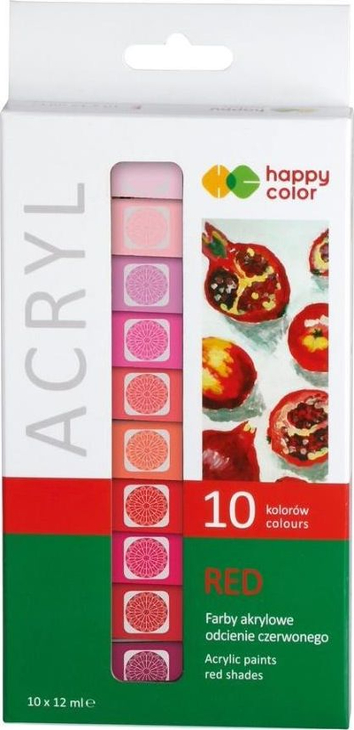 Сет акрилни бои ХЕПИ КОЛОР, 10 бои, туби 12ml