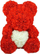 Ari dekorativ goca me trëndafila Roses Bear, 23 cm, trëndafila të kuq, zemër e bardhë