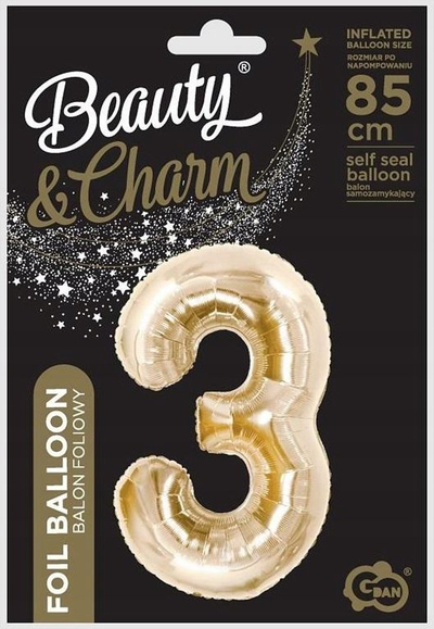 Balonë foli B&amp;C Champagne numri 3, 85cm, ngjyrë shampanjë